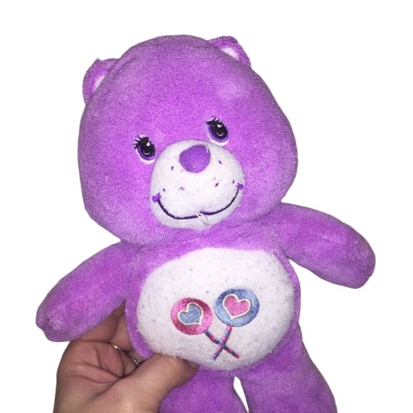 Care Bears SHARE BEAR Plush - Purple with Lollipops and sweet smile 9" Tall - Picture 6 of 7